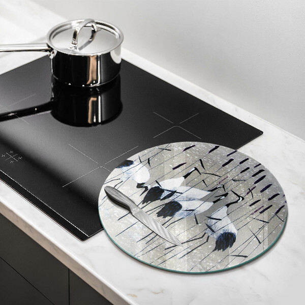 Glas Ceranfeldabdeckung Spritzschutz Japanische Kraniche