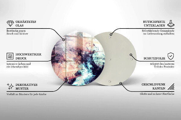 Glas Ceranfeldabdeckung Spritzschutz Gemalte Abstraktion
