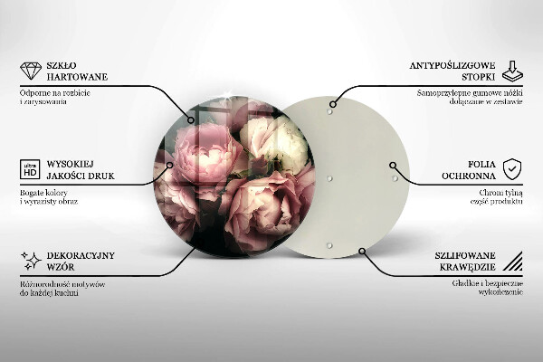 Glas Ceranfeldabdeckung Spritzschutz Pfingstrosenblüten