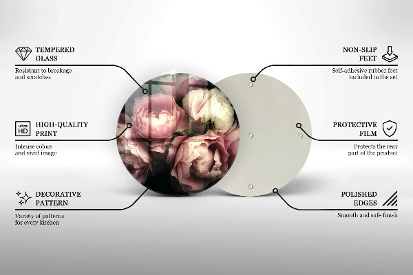 Glas Ceranfeldabdeckung Spritzschutz Pfingstrosenblüten