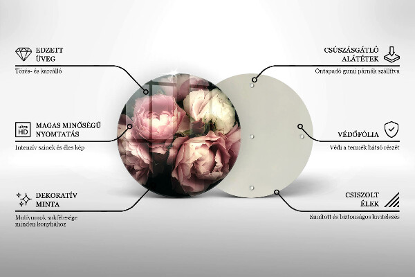 Glas Ceranfeldabdeckung Spritzschutz Pfingstrosenblüten