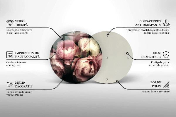 Glas Ceranfeldabdeckung Spritzschutz Pfingstrosenblüten