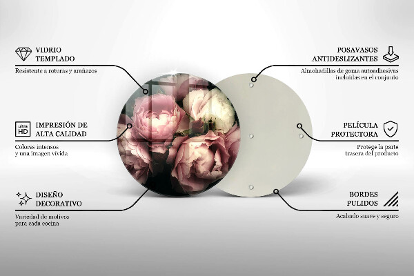 Glas Ceranfeldabdeckung Spritzschutz Pfingstrosenblüten