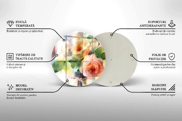 Glas Ceranfeldabdeckung Spritzschutz Bemalte Blumen