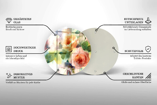 Glas Ceranfeldabdeckung Spritzschutz Bemalte Blumen