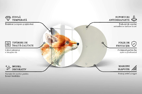 Glas Ceranfeldabdeckung Spritzschutz Bemalter Fuchs