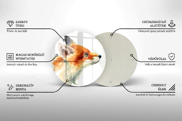Glas Ceranfeldabdeckung Spritzschutz Bemalter Fuchs