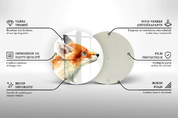 Glas Ceranfeldabdeckung Spritzschutz Bemalter Fuchs