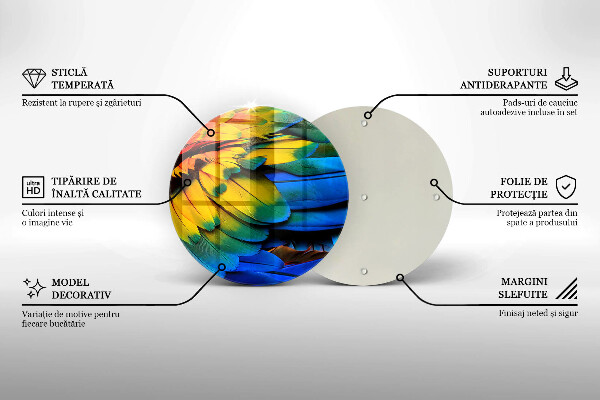 Glas Ceranfeldabdeckung Spritzschutz Bunte Papageienfedern