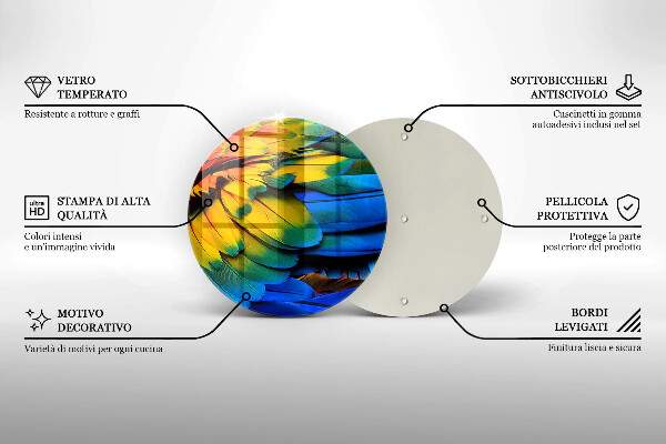 Glas Ceranfeldabdeckung Spritzschutz Bunte Papageienfedern