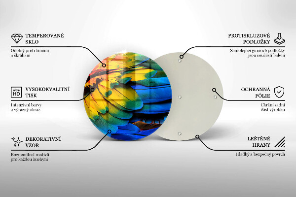 Glas Ceranfeldabdeckung Spritzschutz Bunte Papageienfedern