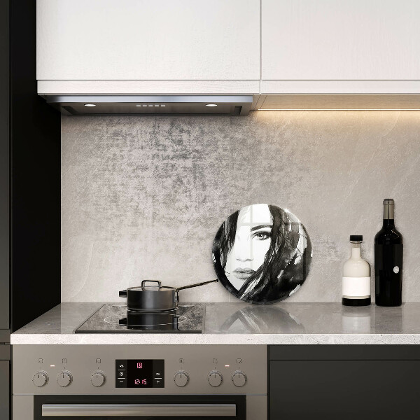 Glas Ceranfeldabdeckung Spritzschutz Das Gesicht einer Frau