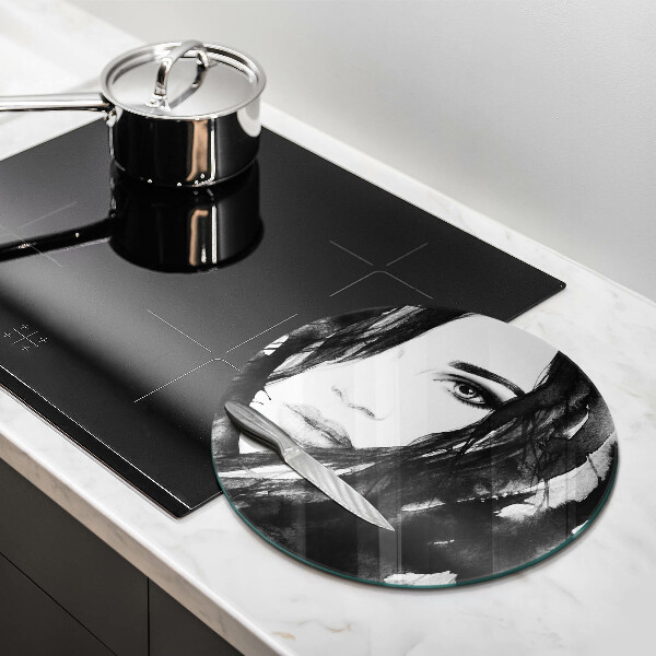 Glas Ceranfeldabdeckung Spritzschutz Das Gesicht einer Frau