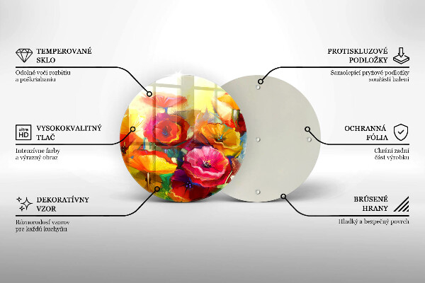 Glas Ceranfeldabdeckung Spritzschutz Bemalte bunte Blumen