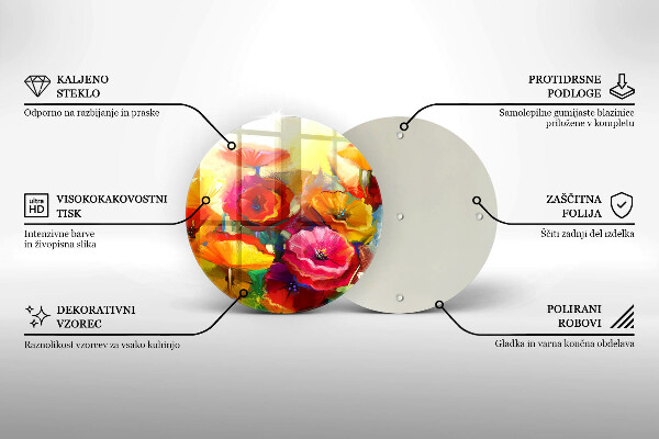 Glas Ceranfeldabdeckung Spritzschutz Bemalte bunte Blumen