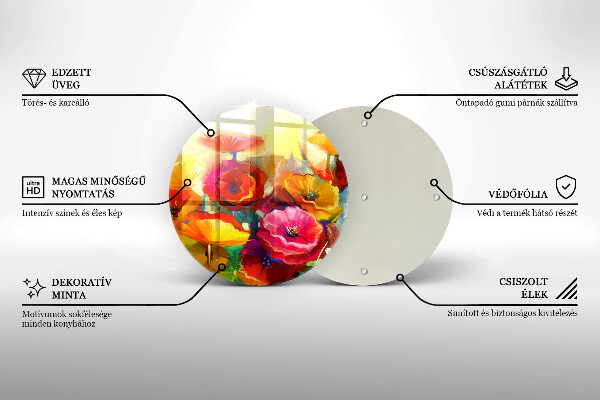 Glas Ceranfeldabdeckung Spritzschutz Bemalte bunte Blumen