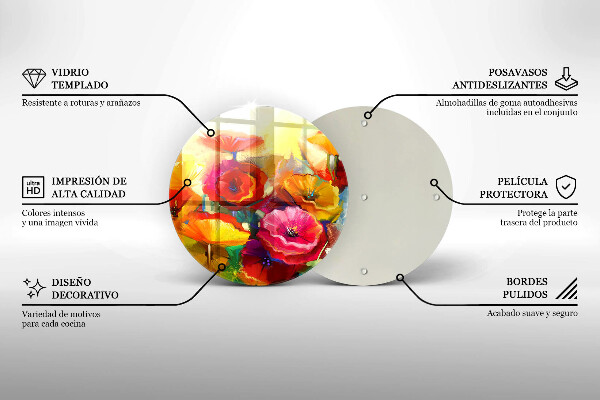 Glas Ceranfeldabdeckung Spritzschutz Bemalte bunte Blumen