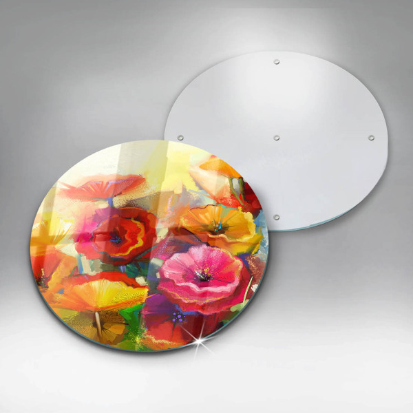 Glas Ceranfeldabdeckung Spritzschutz Bemalte bunte Blumen