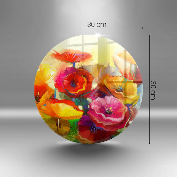 Glas Ceranfeldabdeckung Spritzschutz Bemalte bunte Blumen