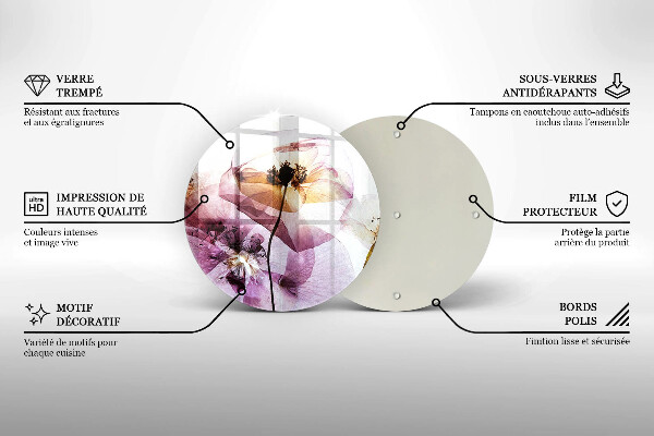 Glas Ceranfeldabdeckung Spritzschutz Zarte Blumen