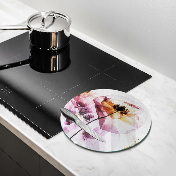 Glas Ceranfeldabdeckung Spritzschutz Zarte Blumen