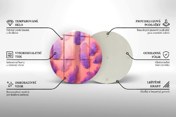 Glas Herdabdeckplatte Flauschige Federn