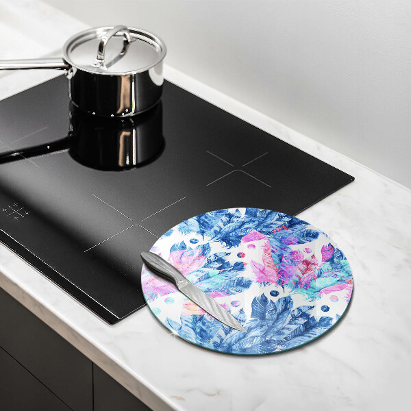 Glas Herdabdeckplatte Federn-Boho-Illustration