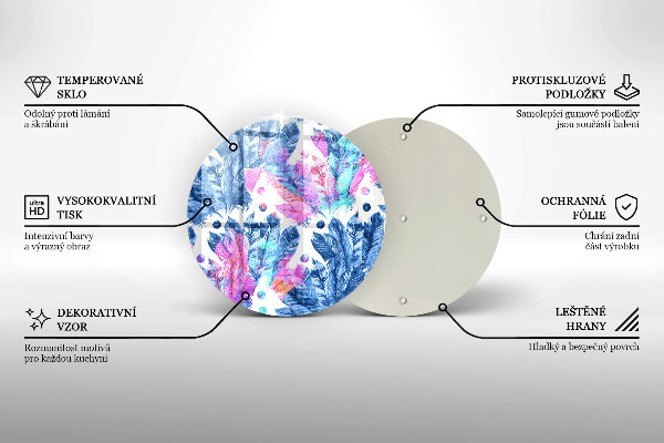 Glas Herdabdeckplatte Federn-Boho-Illustration