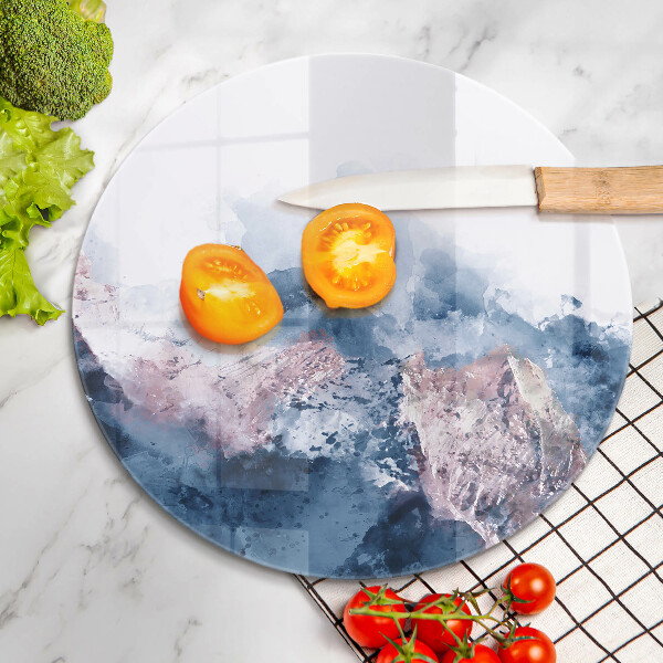 Glas Herdabdeckplatte Abstrakt bemalte Berge