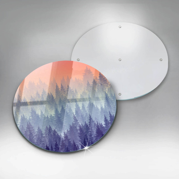 Glas Herdabdeckplatte Wald bei Sonnenuntergang