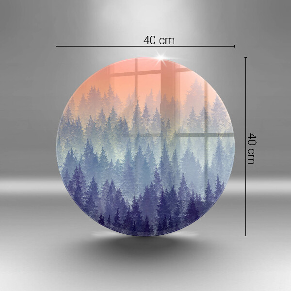 Glas Herdabdeckplatte Wald bei Sonnenuntergang