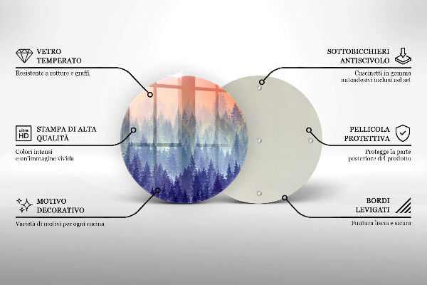 Glas Herdabdeckplatte Wald bei Sonnenuntergang