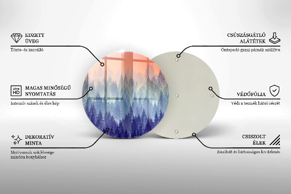 Glas Herdabdeckplatte Wald bei Sonnenuntergang