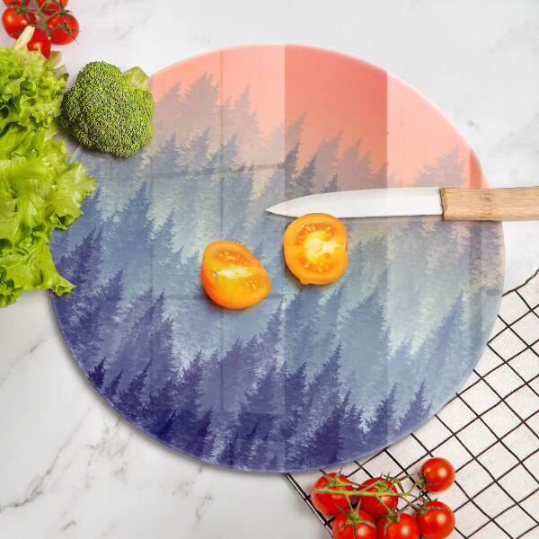 Glas Herdabdeckplatte Wald bei Sonnenuntergang