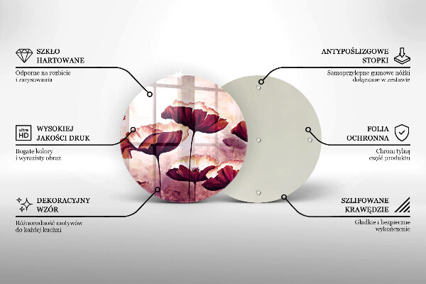 Glas Herdabdeckplatte Blumenmalerei