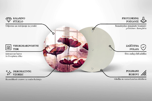 Glas Herdabdeckplatte Blumenmalerei