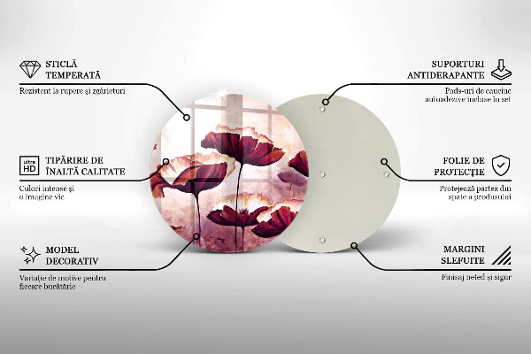 Glas Herdabdeckplatte Blumenmalerei