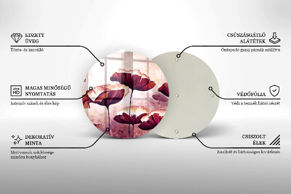Glas Herdabdeckplatte Blumenmalerei