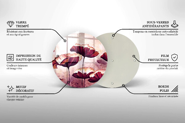 Glas Herdabdeckplatte Blumenmalerei