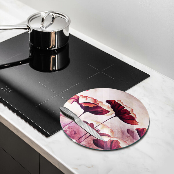 Glas Herdabdeckplatte Blumenmalerei