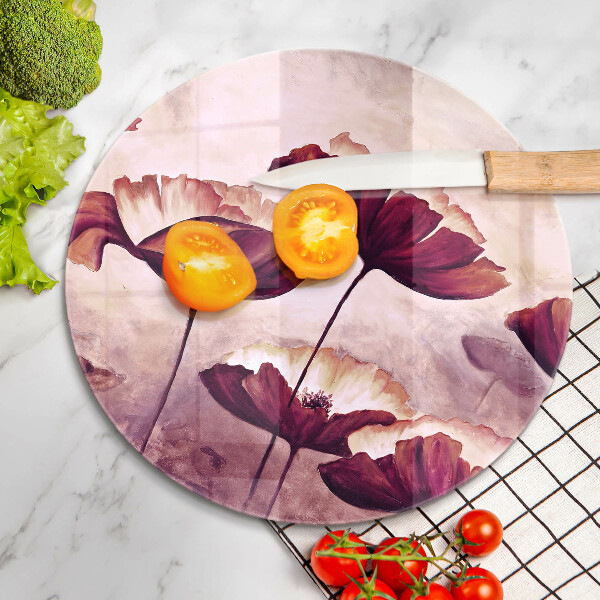 Glas Herdabdeckplatte Blumenmalerei