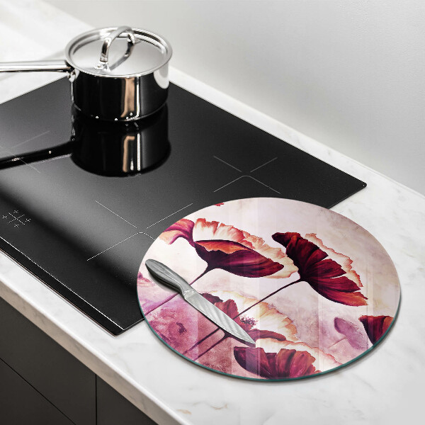 Glas Herdabdeckplatte Blumenmalerei