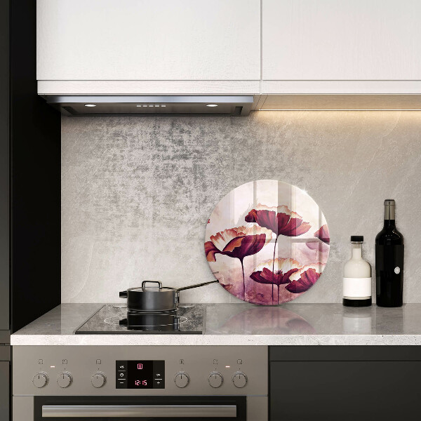 Glas Herdabdeckplatte Blumenmalerei