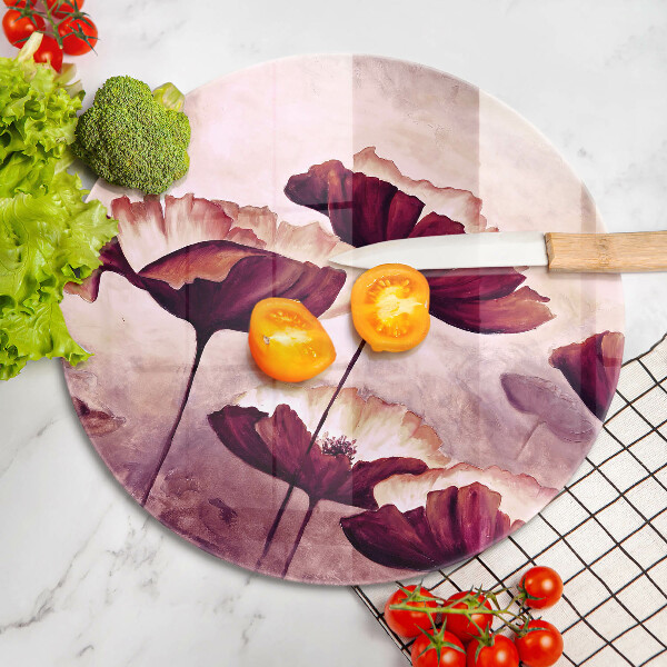 Glas Herdabdeckplatte Blumenmalerei