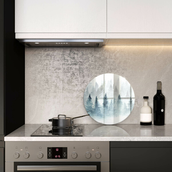 Glas Herdabdeckplatte Gemalter Winterwald