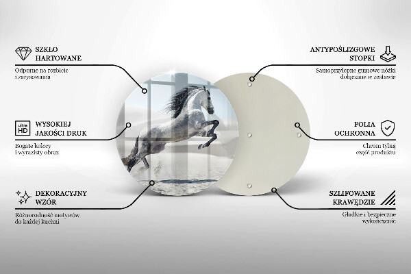 Glas Herdabdeckplatte Weißes Pferdeross