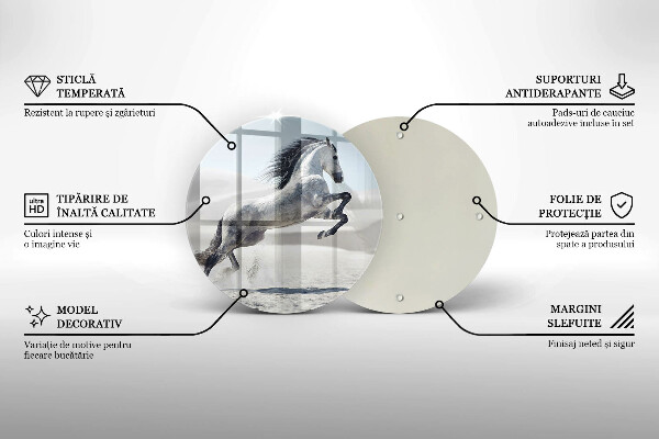 Glas Herdabdeckplatte Weißes Pferdeross