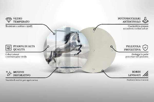 Glas Herdabdeckplatte Weißes Pferdeross