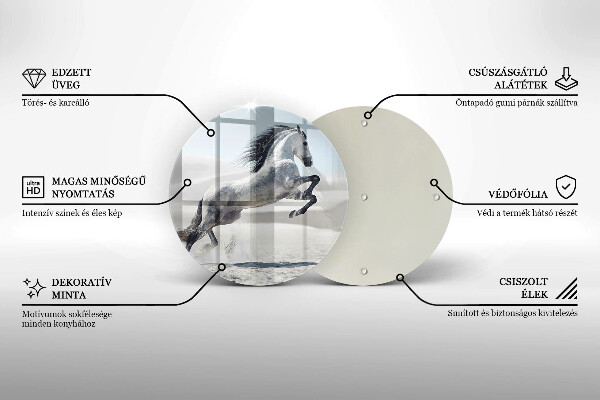 Glas Herdabdeckplatte Weißes Pferdeross