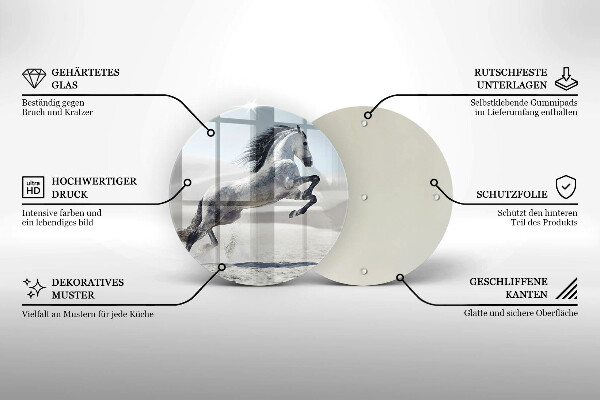 Glas Herdabdeckplatte Weißes Pferdeross